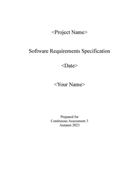 SRS format - Software Requirements Specification Prepared for - Studocu