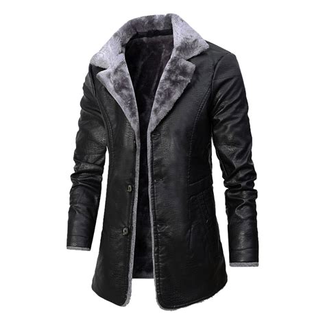 symoid Mens Faux Fur Coats & Jackets- Solid Casual Mid-length Thicken ...