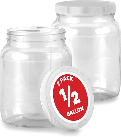 Amazon.com: Stock Your Home 1 Gallon Clear Plastic Jars with Lids (1 ...