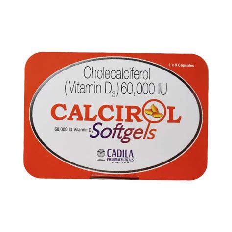 Calcirol 60000 IU Vitamin D3 Softgels, 8 Capsules : ClickOnCare.com