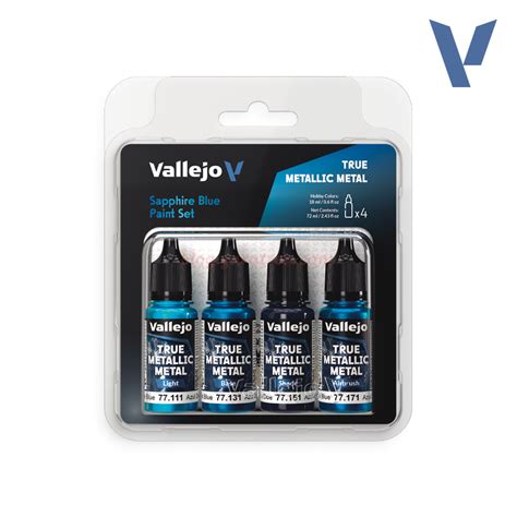 Vallejo - True metallic metal, Set Azul Zafiro, 4 botes de 18 ml. Ref ...
