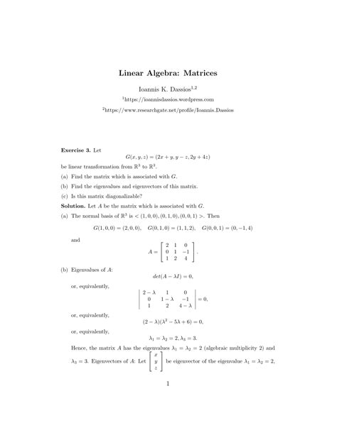 Image result for Linear Matrix Exercise