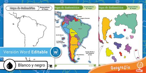 Rompecabezas: Mapa de Sudamérica (teacher made) - Twinkl