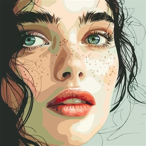 Realistic portrait with detailed features and natural colors flat ...