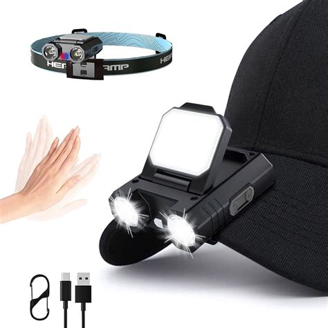 LEMVUZ 500 Lumens Clip-on Hat Light,USB Rechargeable Led Headlamp,6 ...