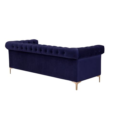 Chic Home Design Bea 84-in Modern Navy Velvet 3-seater Sofa in the ...