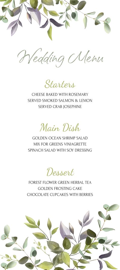 Menu Chart Template
