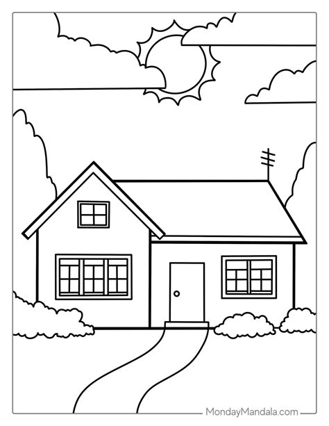 House Coloring Page Preschool