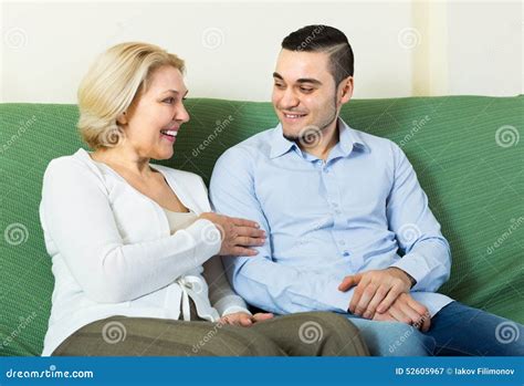 Mature Woman with Young Boyfriend Stock Image - Image of laughing ...