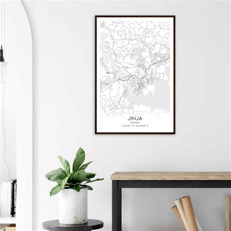 Jinja Uganda Map Poster, Jinja City Road Wall Art Print - Custom Maps & Posters