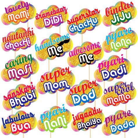 Buy Wobbox All Occasion Indian Family Photo Booth Party Props (18 ...