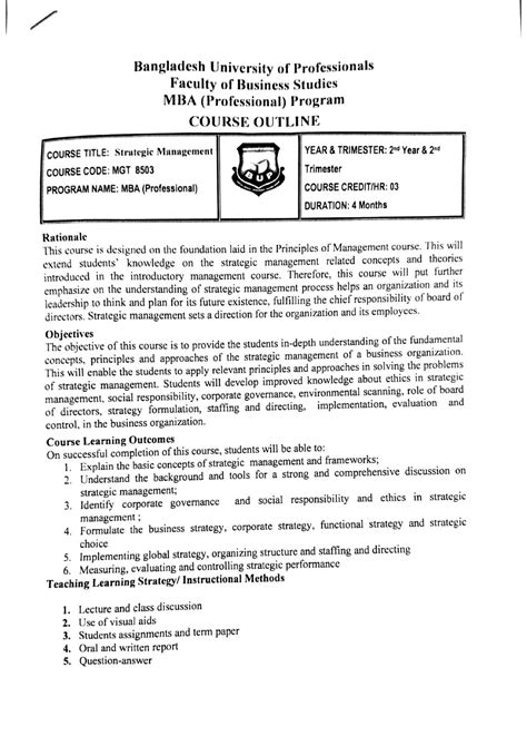 Image result for Business Management Course Outline