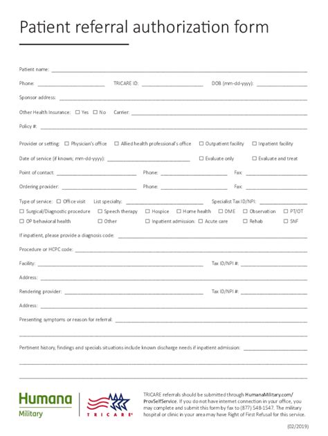Tricare Patient Referral Authorization Form 2019-2022 - Fill and Sign ...