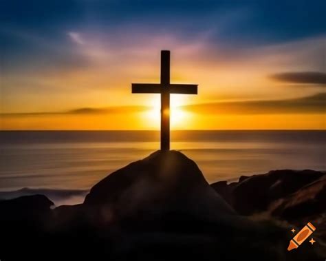 Silhouette of a cross against a golden sunset sky, with the text 'Grace ...