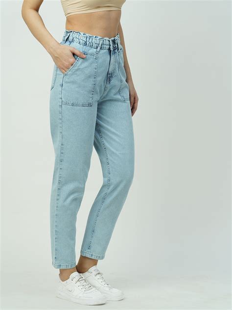 Buy Women Light Blue High-Rise Baggy Fit Jeans | Kraus Jeans