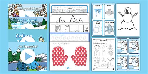 Iarna – Desene de iarnă de colorat – Pachet cu resurse