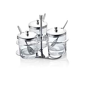 Buy FnS Trino Cruet Spice Jar Sets, 3 PCS Stainless Steel and Glass ...