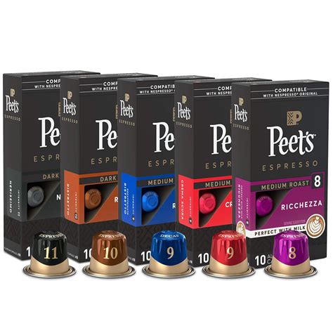 Peet's Coffee Espresso Capsules Variety Pack, 50 Count Single Cup ...