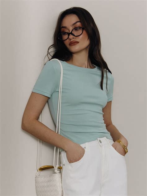 Cropped fitted jersey T-shirt :: LICHI - Online fashion store