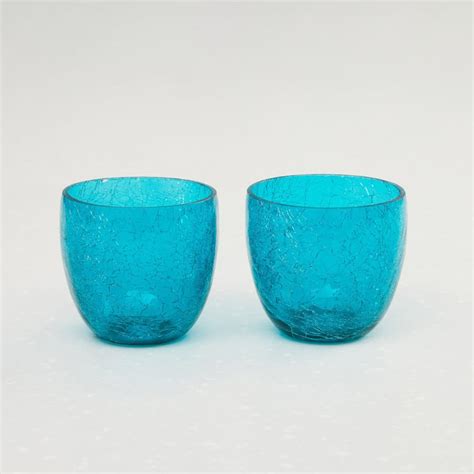 Buy Bleam Set of 2 Glass Crackle Votive Holders from Home Centre at ...