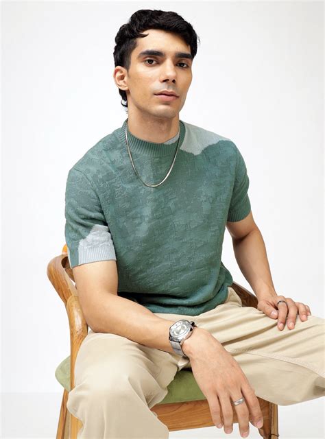 Buy Oslo Green Mockneck | Casual Green Structure Crew for Men Online ...
