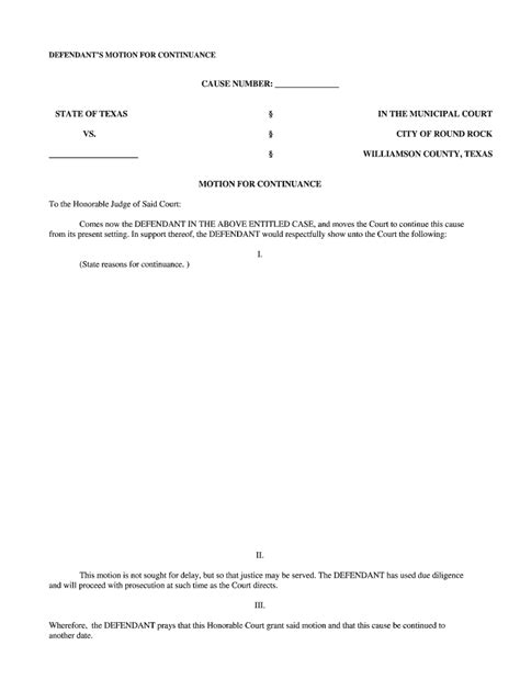 TX Motion for Continuance Form - Fill Online, Printable, Fillable ...