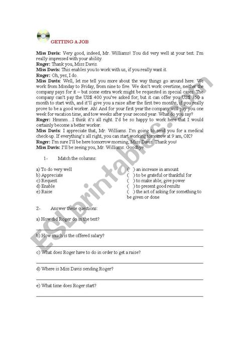 Getting a Job Worksheet 的图像结果