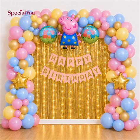 Peppa Pig Theme Birthday Decoration at Home for Kids
