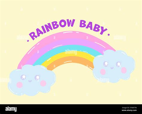 National Rainbow Baby Day card. Illustration of rainbow with cute ...