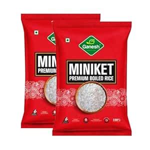 Ganesh Miniket Premium Boiled Rice, 1kg, Long Grain, Nutritious and Non ...