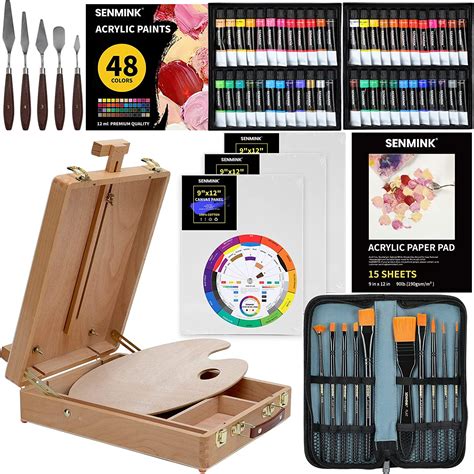 Buy 69 Pcs Artists Painting Set with Wood Box Easel，48×12ML Acrylic ...