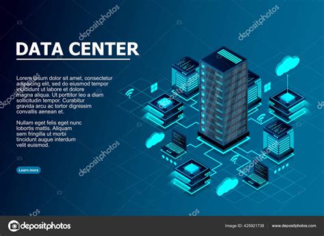 Computer Technology Isometric Icon Server Room Digital Device Set ...