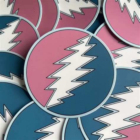 Lightning Bolt Sticker | Grateful Dead | Circle Sticker | Red & Blue ...