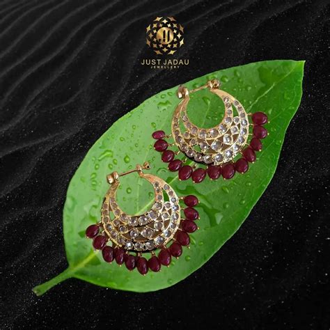 Sia Screw Chandbali In real ruby – JustJadau