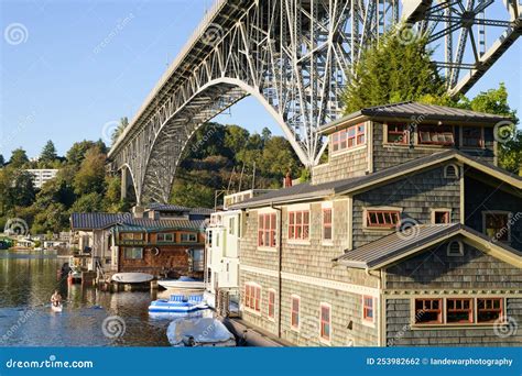 Aurora Bridge Carries State Route 99 Over Houseboats in Seattle ...