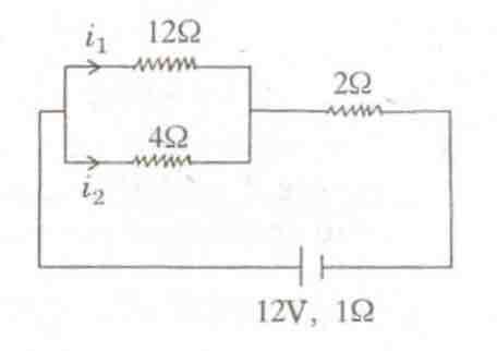 In the circuit shown, the currents i1 and i2 are