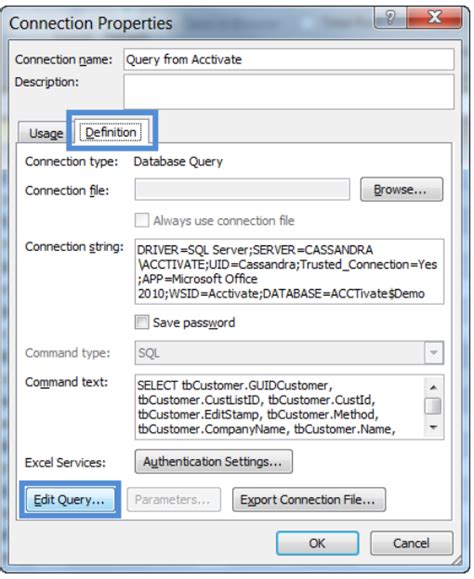 Image result for Edit SQL Query in Excel