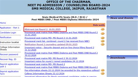 Rajasthan NEET PG 2024 round 2 seat allotment result declared: Check ...