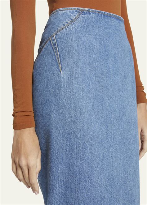 ALAIA Midi Denim Pencil Skirt - Bergdorf Goodman
