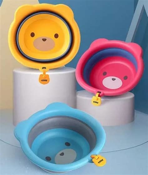 JRD® Cute Cartoon Collapsible Wash Basin Water Container Bucket Large ...