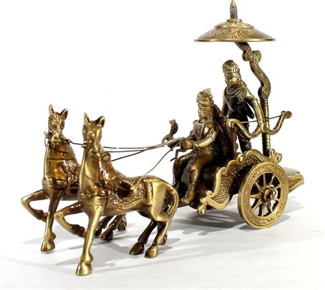Buy eSplanade Brass Krishna Arjuna Krishan Arjun Rath Chariot with 2 ...