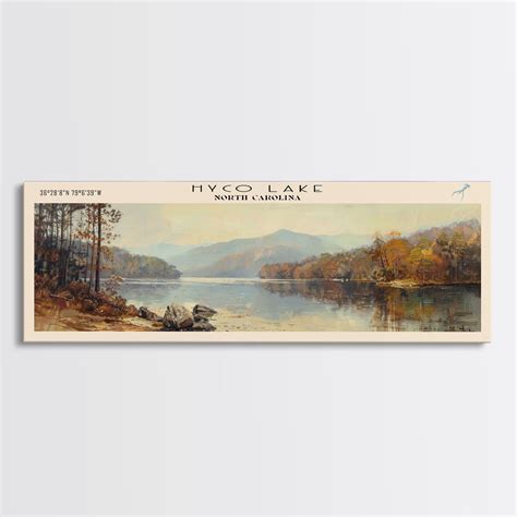 Hyco Lake North Carolina Framed Canvas Print, Lake House Art, Panorami