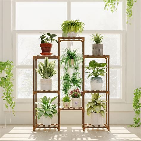 Buy Bamworld Plant Stand Indoor Plant Stands Plant Shelf Wood Outdoor ...