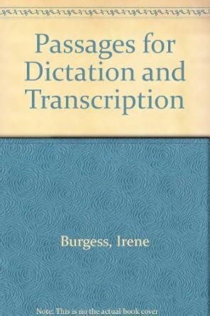 Passages for Dictation and Transcription : Burgess, Irene: Amazon.in: Books