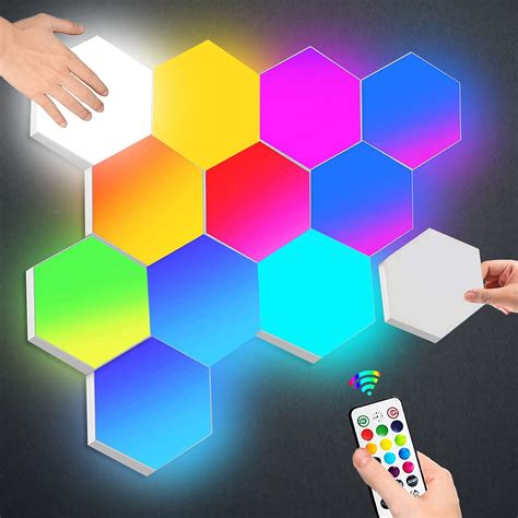 Hexagon Lights with Remote Control, Smart LED Wall Light Panels Touch ...