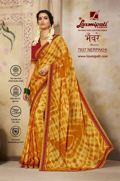 Laxmipati Bhavre 7637 Yellow Silk Chiffon Saree – SANSKAR