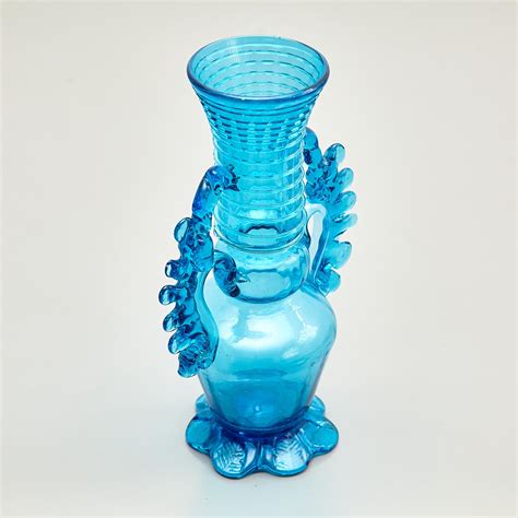 Exceptional Blue Blown Glass Vase - Circa 1940 - Spanish Craftsmanship ...