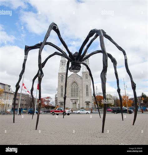 Giant spider sculpture "Maman" in its permanent residence in front the ...