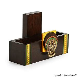 ExclusiveLane Teak Wood Home Decorative Wall Newspaper Organiser Stand ...