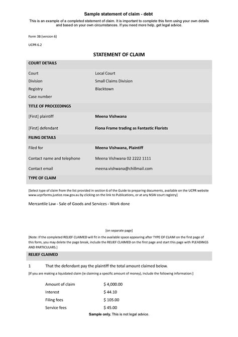 Statement of claim - It is important to complete this form using your ...